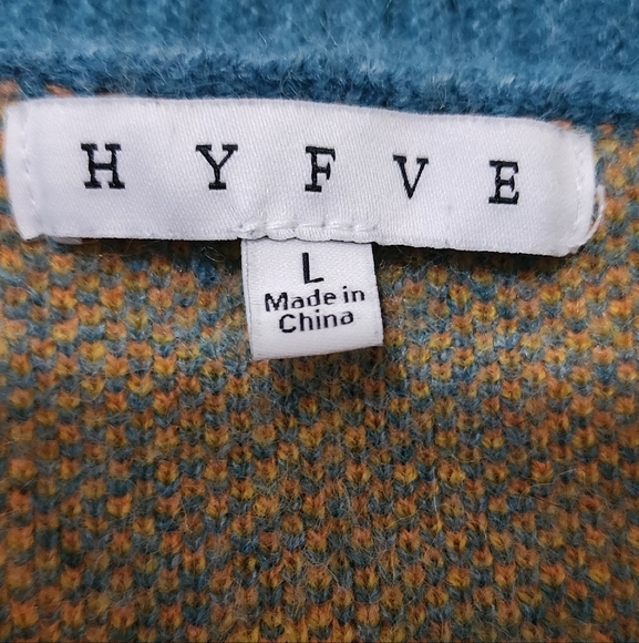 HYFVE‎ Mod Floral V-neck Cardigan Sweater Boho Bright Lagenlook Cottagecore Fun - Picture 2 of 10